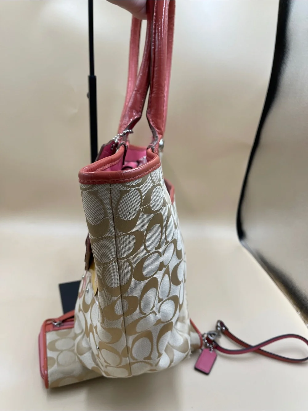 Coach Bleeker Pink Floral Tote Bag with Matching Wallet